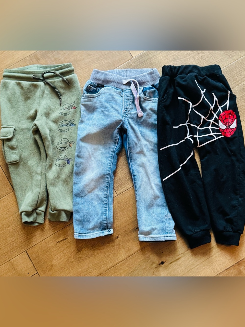 3-Pack Bottoms in Olive, Light Blue & Black, TMNT, Gap, Spiderman